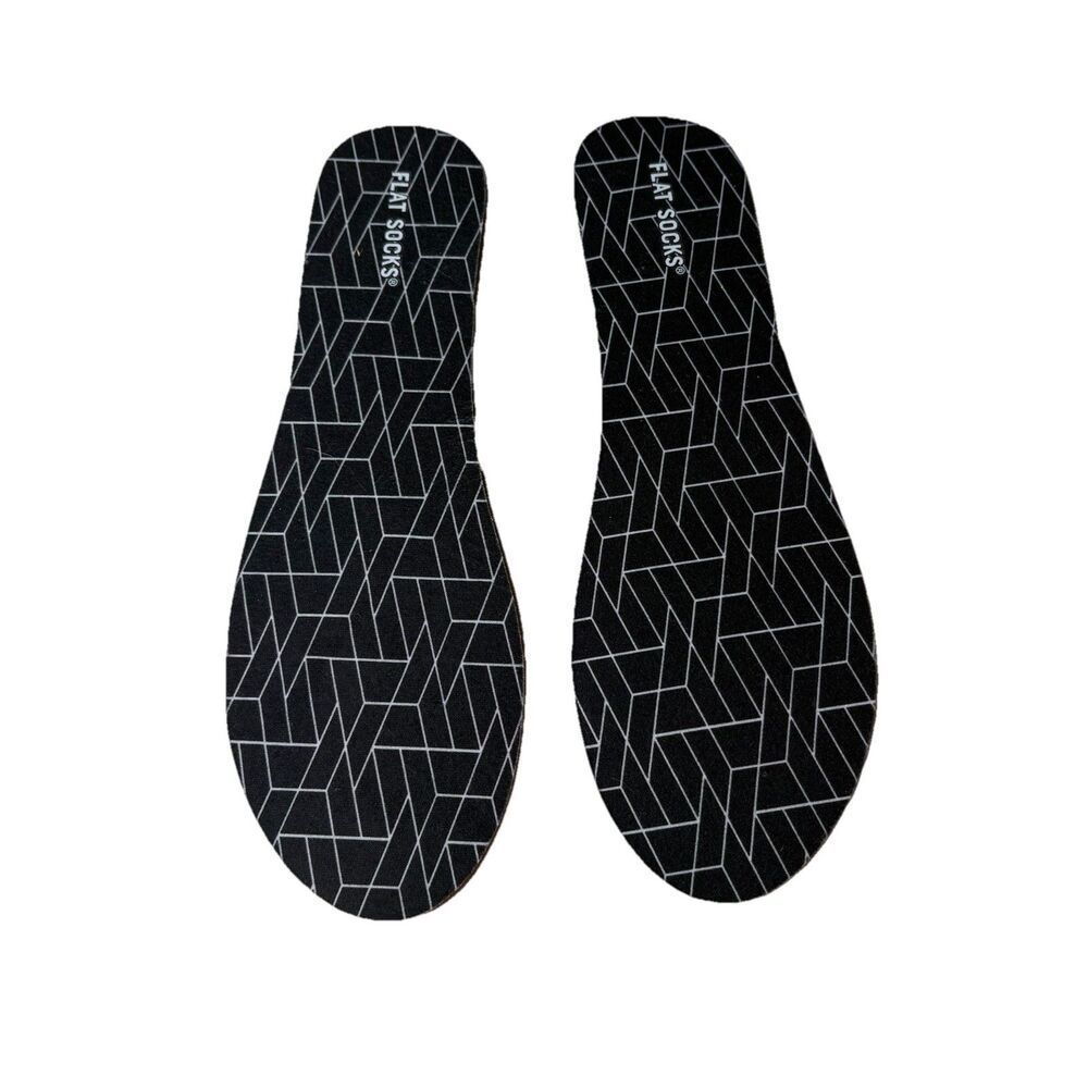Flat Socks Black Geometric Trim fit Womens Size Up 10, Mens Size Up To 8 NWOT